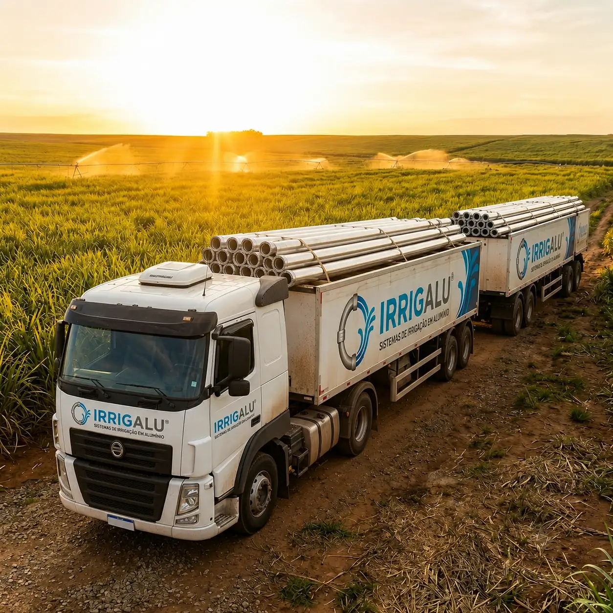 entrega caminhão com produtos de sistema de irrigação